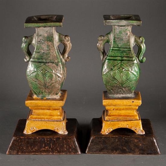 Pair of Chinese glazed terracotta