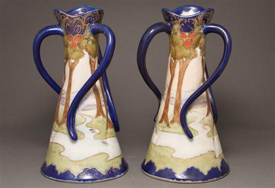 Pair of Nippon painted parcel-gilt