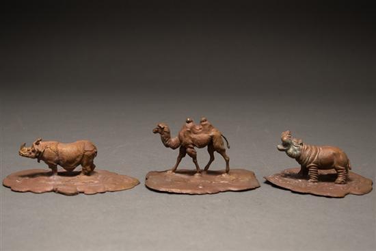 Three cast and painted bronze animal form 77cc9