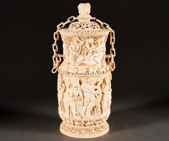 Indian elaborately carved ivory covered