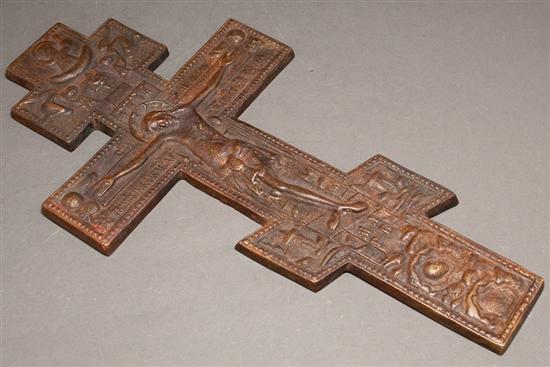 Russian bronze crucifix late 19th/early