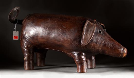English leather pig form foot rest 77d11