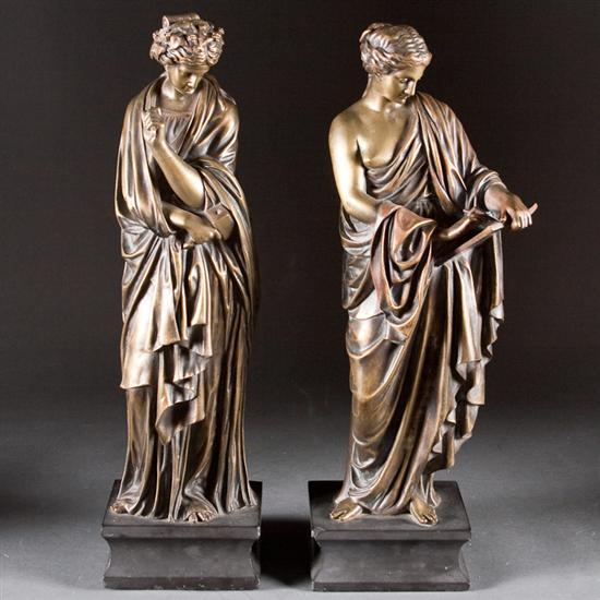 Pair of Napoleon III bronze allegorical 77d3a