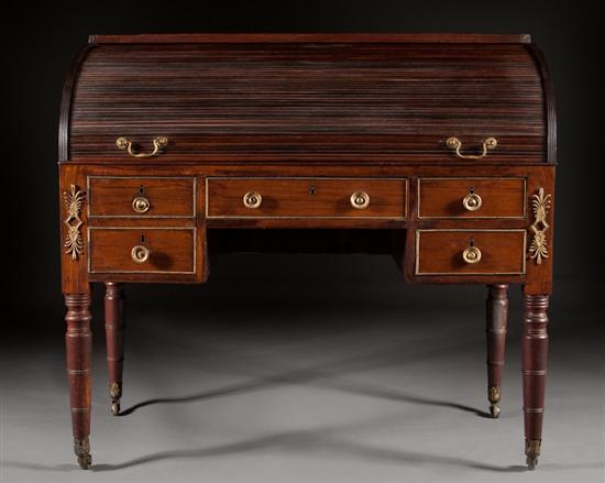 Regency rosewood tambour roll-top desk,