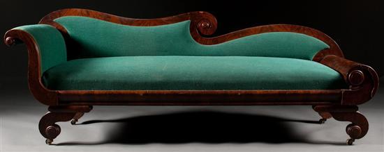 Regency mahogany upholstered recamier