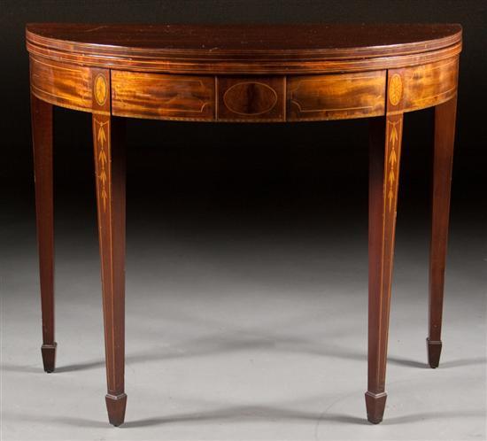 Federal style inlaid mahogany demilune 77dde