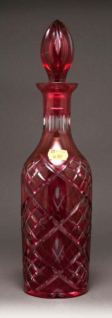 Bohemian cranberry cut-to-clear glass