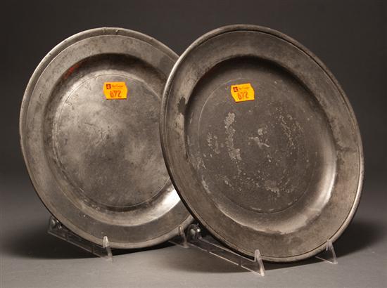 Two English pewter plates 19th 77b8d