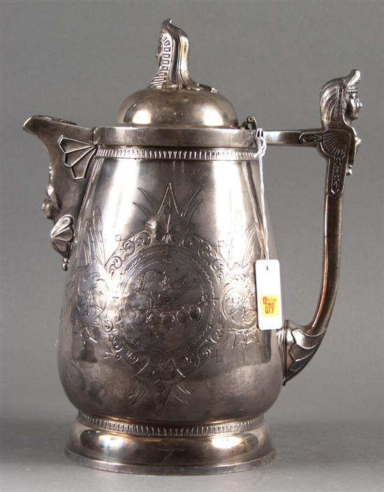 American Egyptian Revival silver-plated