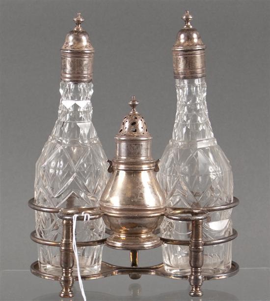 English silver caster set, with