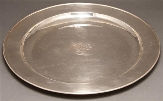 American hammered silver charger,
