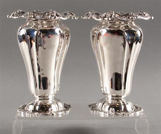 Pair of American silver vases,