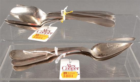 Eleven Federal coin silver spoons, George