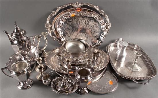 Large assortment of silver-plated
