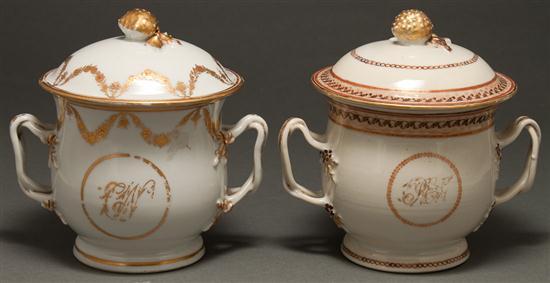 Two Chinese Export porcelain covered