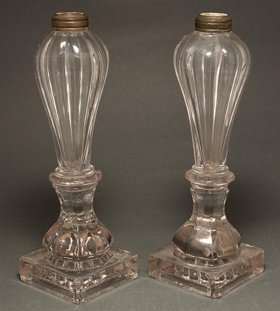 Pair of American molded clear glass