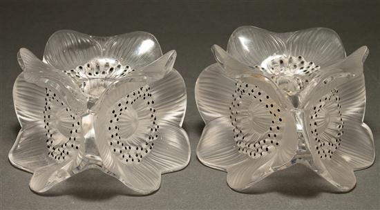 Pair of Lalique molded and partially 7803f