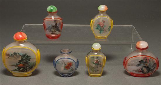 Six Chinese reverse-painted cased-glass