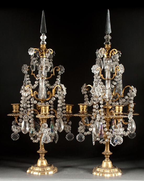 Pair of Louis XV style gilt brass