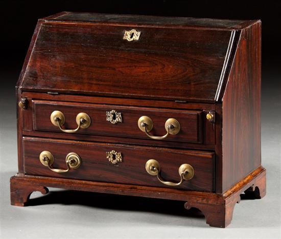 George III rosewood miniature slant-front