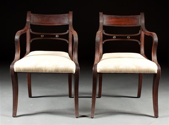 Pair of Regency inlaid mahogany