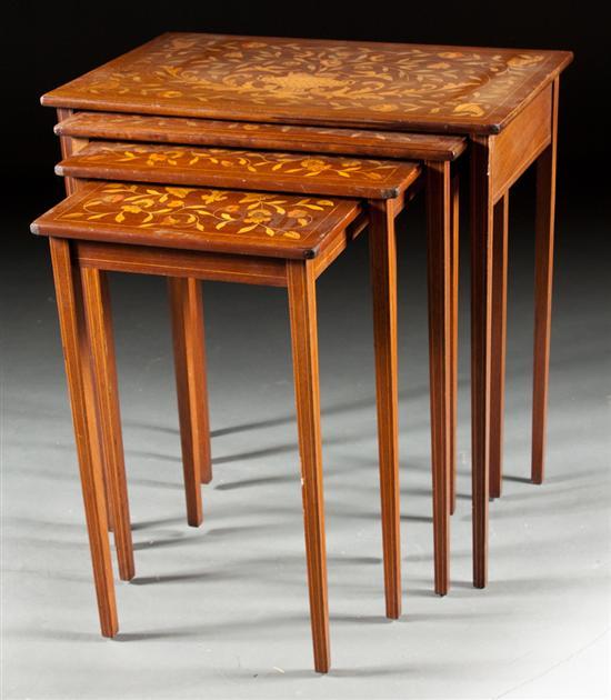 Marquetry inlaid mahogany nest 78105