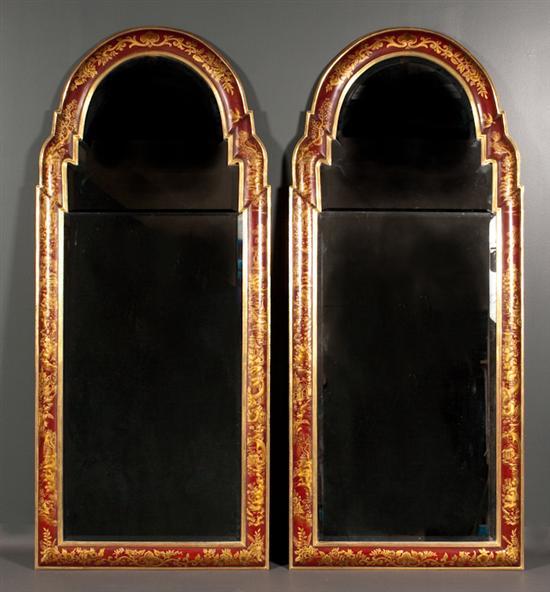 Pair of Queen Anne style red japanned 78117