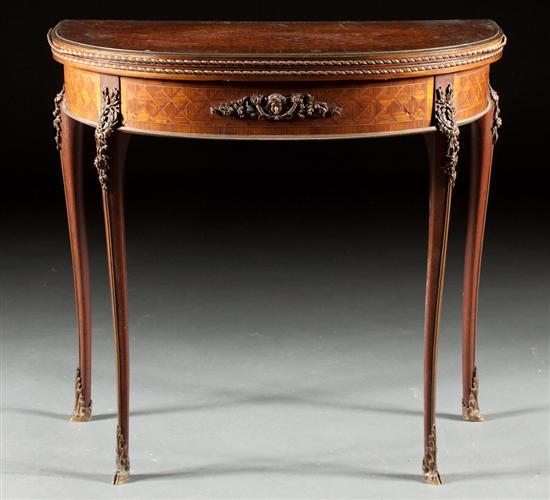 Louis XVI style brass-mounted parquetry