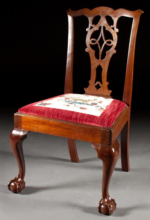 Chippendale carved mahogany upholstered 78164