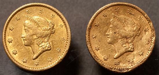 Two Liberty Head type Gold Dollars,