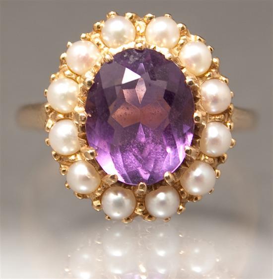 Lady s 14K yellow gold amethyst 77f56