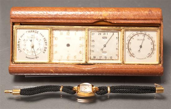 Lady's Cyma gold bracelet-watch;