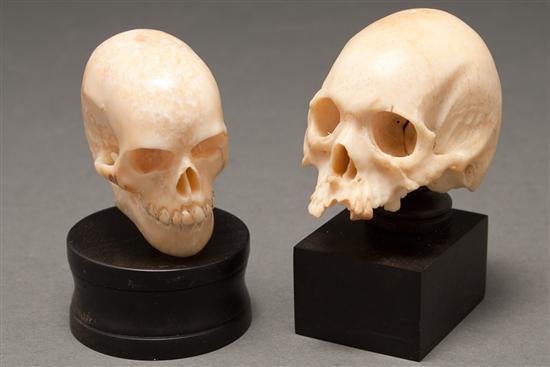 Two Continental carved ivory skulls  78390