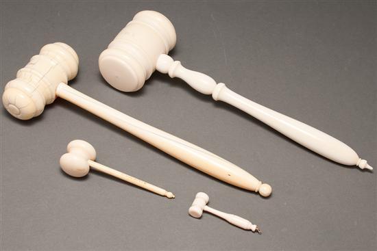 Two carved ivory gavels and two 7839a