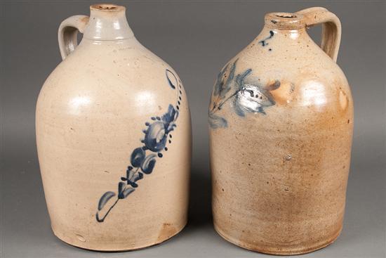 Two American cobalt decorated salt glazed