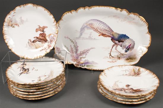 Limoges painted transfer decorated porcelain