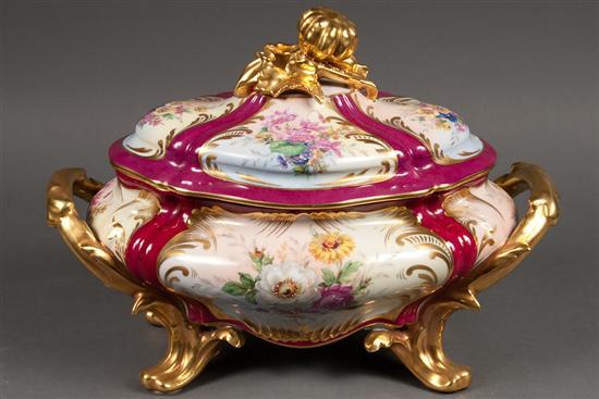 Limoges painted transfer decorated parcel-gilt