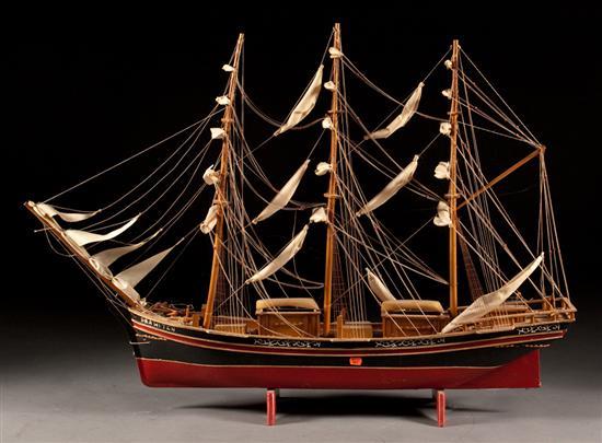 Painted wood ship model of the