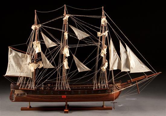 Wood ship model of an English man-of-war,