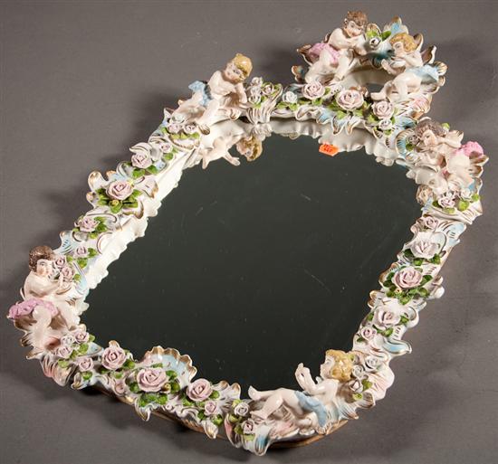 Continental porcelain mirror in