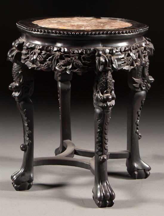 Chinese carved hardwood stand with 7848f