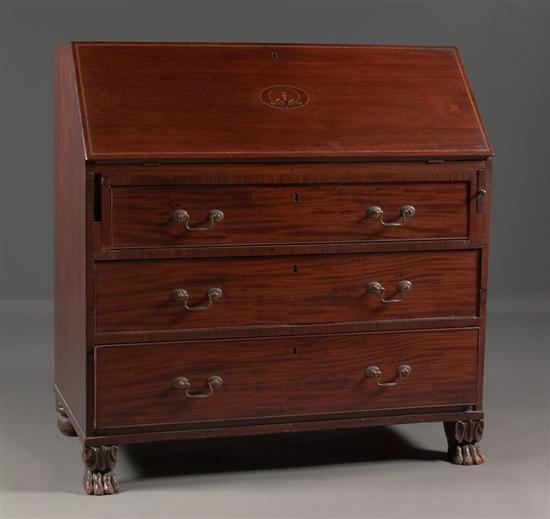 Federal carved inlaid mahogany slant-front