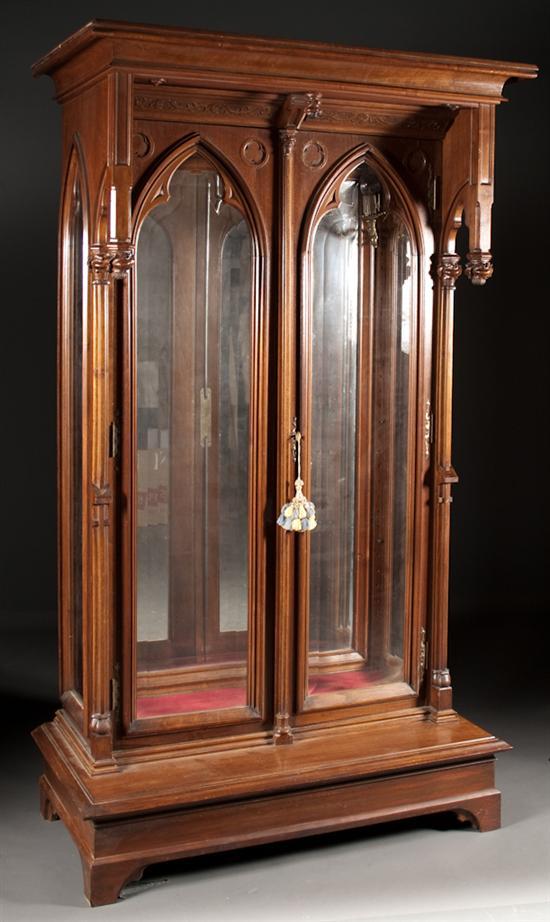 English gothic revival walnut beveled 784a2