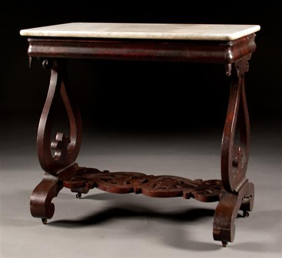 Victorian carved mahogany marble-top