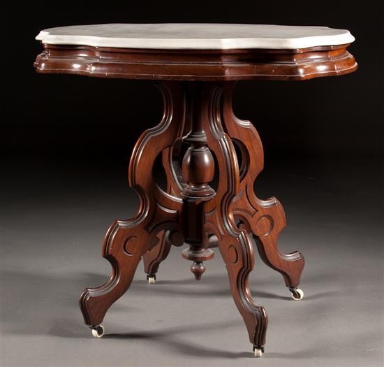 Victorian  carved walnut marble