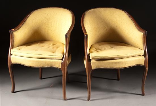 Pair of carved mahogany upholstered 784c7