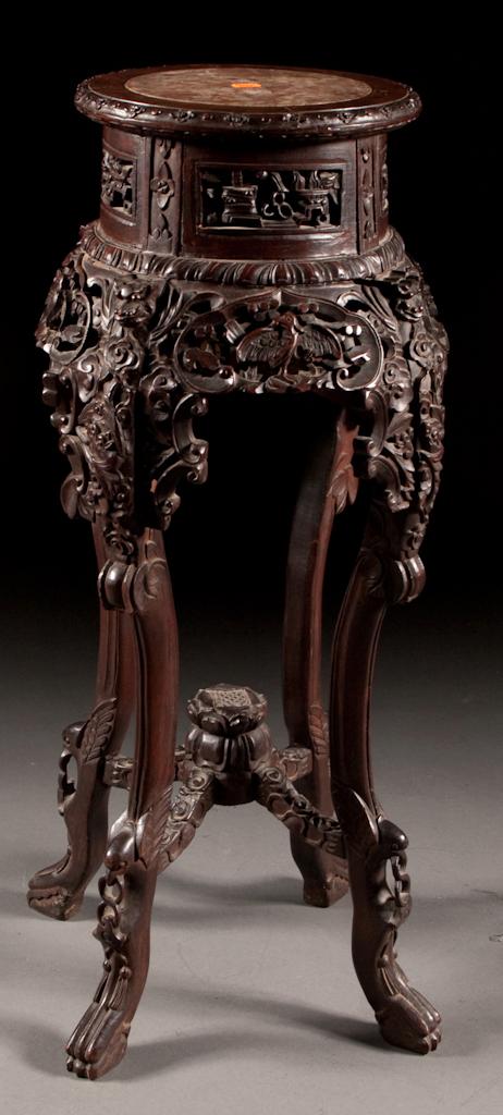 Chinese carved hardwood plant stand 784ee