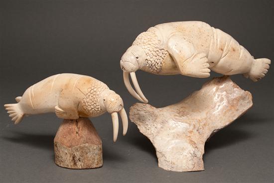 Two Inuit carved bone figures of