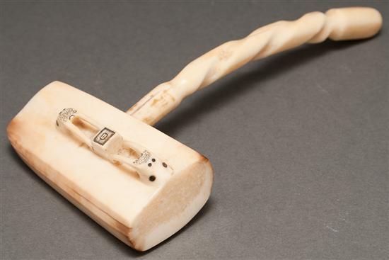 Inuit carved walrus ivory mallet 7856f