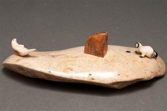 Inuit carved bone and walrus ivory 78570